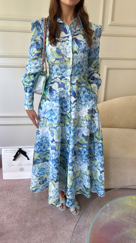 Blue Jardin Linen Dress