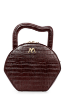 NORA CALF LEATHER BAG BURGUNDY CROC EMBOSSED