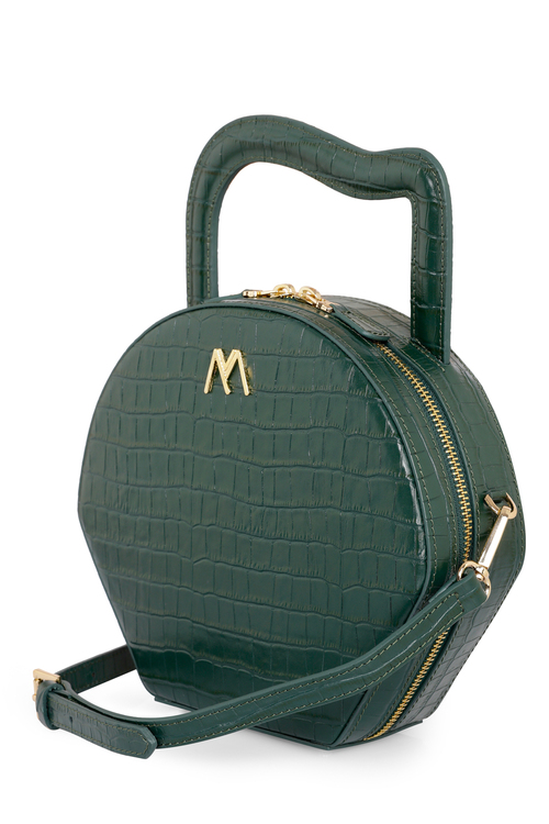 NORA CALF LEATHER BAG GREEN CROC EMBOSSED