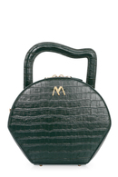 NORA CALF LEATHER BAG GREEN CROC EMBOSSED