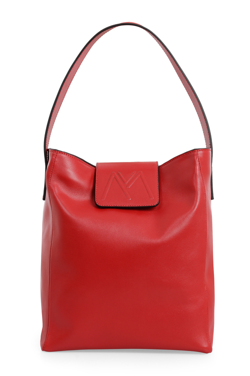 BELLA CALF HOBO LEATHER BAG RED