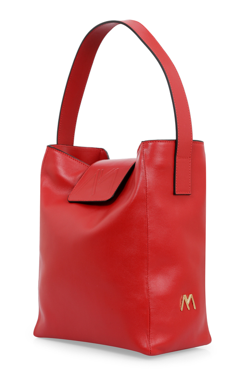 BELLA CALF HOBO LEATHER BAG RED