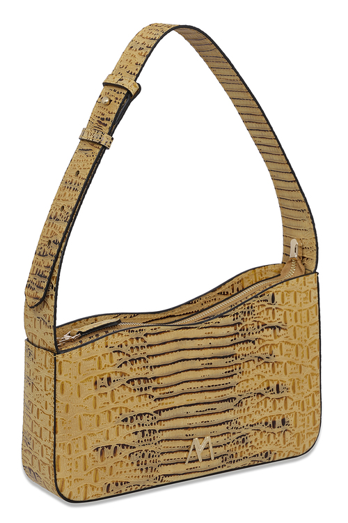 EPHRON LEATHER BAGUETTE BAG YELLOW CROC EMBOSSED