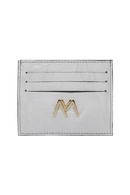 SILVER GREY WRINKLED LEATHER SLIM CREDIT CARD HOLDER