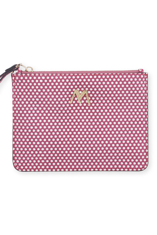 ESSENTIAL POUCH MAGENTA-WHITE DOTTED SUEDE