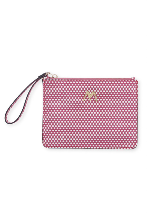 ESSENTIAL POUCH MAGENTA-WHITE DOTTED SUEDE