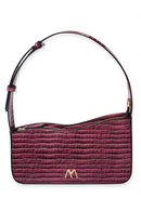 EPHRON LEATHER BAGUETTE BAG purple CROC EMBOSSED