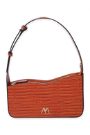 EPHRON LEATHER BAGUETTE BAG ORANGE CROC EMBOSSED