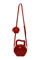 MINI NORA LEATHER BAG RED CROC EMBOSSED