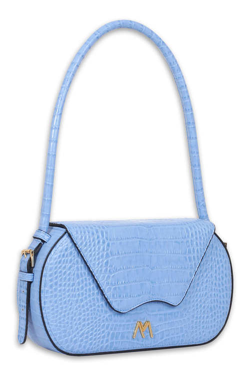 NANCY LEATHER  BAG BLUE CROC EMBOSSED