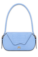 NANCY LEATHER  BAG BLUE CROC EMBOSSED