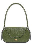 NANCY LEATHER BAG KHAKI GREEN OSTRICH EMBOSSED