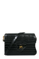Greta Croc Embossed Calf Leather Crossbody Bag Black