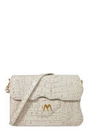 Greta Croc Embossed Calf Leather Crossbody Bag Ecru
