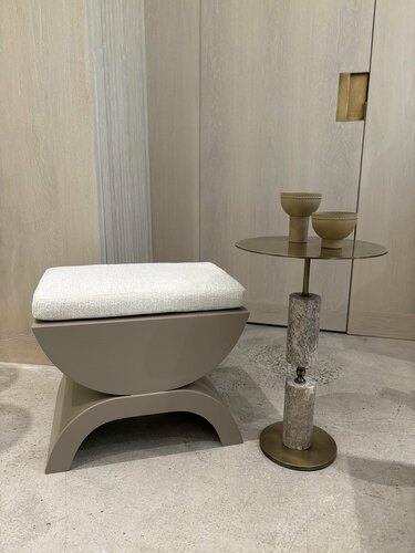 Mona Yan Sehpa Orta - Gümüş Traverten  