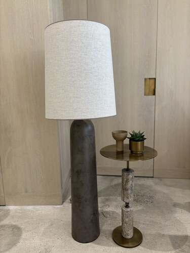 Mona Yan Sehpa Büyük - Gümüş Traverten 