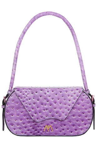 NANCY LEATHER BAG LILAC OSTRICH EMBOSSED