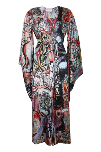 Gaudi Kimono Elbise %100 İpek
