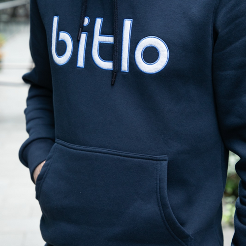 Bitlo Yazılı Lacivert Hoodie