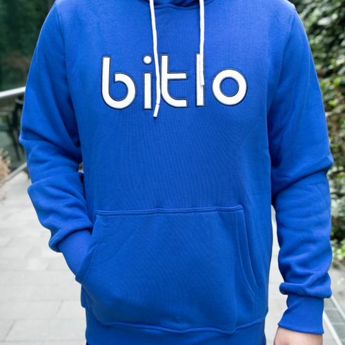 Bitlo Yazılı Mavi Hoodie