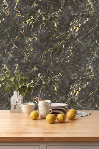 Bien Exclusive 2048 Yeni Gold Damarlı Kahve Mermer Desen Premium Duvar Kağıdı 5 M²