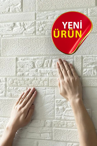 70x70cm 0,50M² Beyaz 3d Dekoratif Kendinden Yapışkanlı Taş Ev Tuğla Kesme Taş Köpük Duvar Paneli