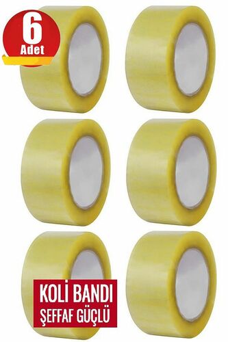 İnciFiks 6 Adet Koli Bandı 45 MM X 100 Metre Şeffaf Güçlü Yapışkanlı Kopmayan Bant Bandı Bantları Sü