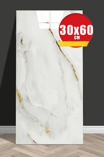 30x60 Cm Beyaz Bej Gold Mermer Desenl Kendinden Yapışkanlı Mutfak Banyo Kaplama Pvc Panel-M107