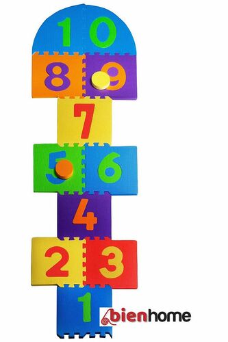 15 Parça, Eva Çocuk Sek Sek Oyun Matı Eğitici Oyuncak Atlama Oyun Karosu 30x30 Cm Renkli