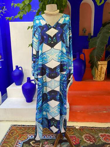 Blue Sulca Pattern Dress