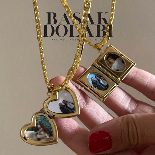 Fotoğraflı Locket Açılıp Kapanabilir Vintage Kuşgözü Zincir Çelik Kolye