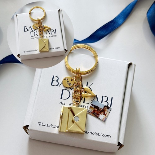 Fotoğraf Detaylı Kalp Harf ve Mektup Locket Anahtarlık