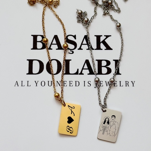 Kişiselleştirilebilir Mini Dik Plaka Top Zincir Çelik Kolye