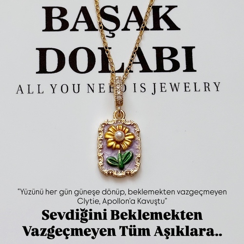 İnci Taneli Günebakan Çiçeği Kolye