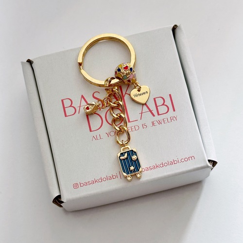 Kalp Harf Renkli Balon Bavul ve Kalpli Mini Ev Anahtarlık