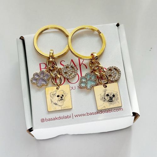 Pati ve Gülücük Charmlı Evcil Dost Portre Anahtarlık