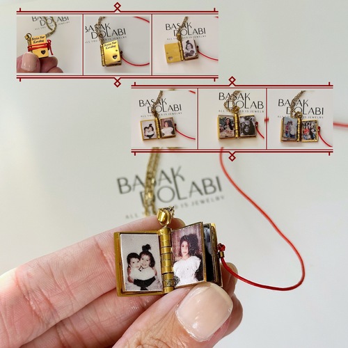 7 Sayfa Fotoğraflı Anı Detaylı Otantik Çelik Kitap Kolye