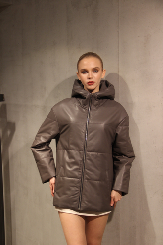 Grey Leather Coat