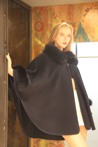 Cloak Coat - Navy Blue