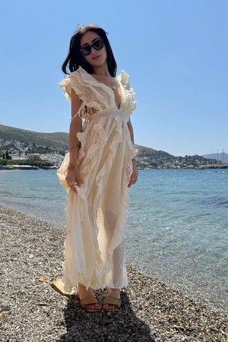Mori Bali Esintisi – Natural Bağlamalı Yazlık Elbise