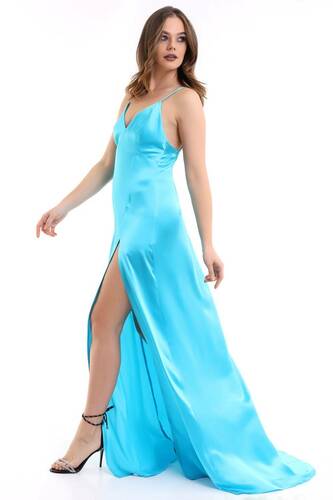 Blue Sateen Silk ICONIC Dress