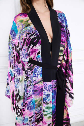 Silk Chiffon Purple Kimono/Maxi