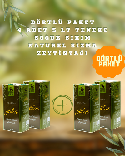 Soğuk Sıkım Naturel Sızma Zeytinyağı 5 litre 4'lü paket