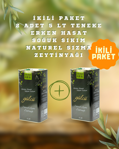  Erken Hasat Soğuk Sıkım Naturel Sızma Zeytinyağı 5 litre 2'li paket