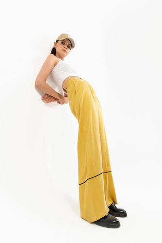  Cupro Sarı Pantolon