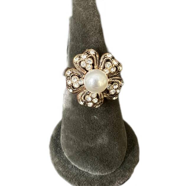 Pink Flower Motif Ring