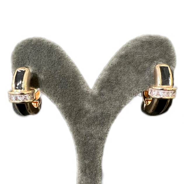 Doğa Black Enamel Hoop Earrings