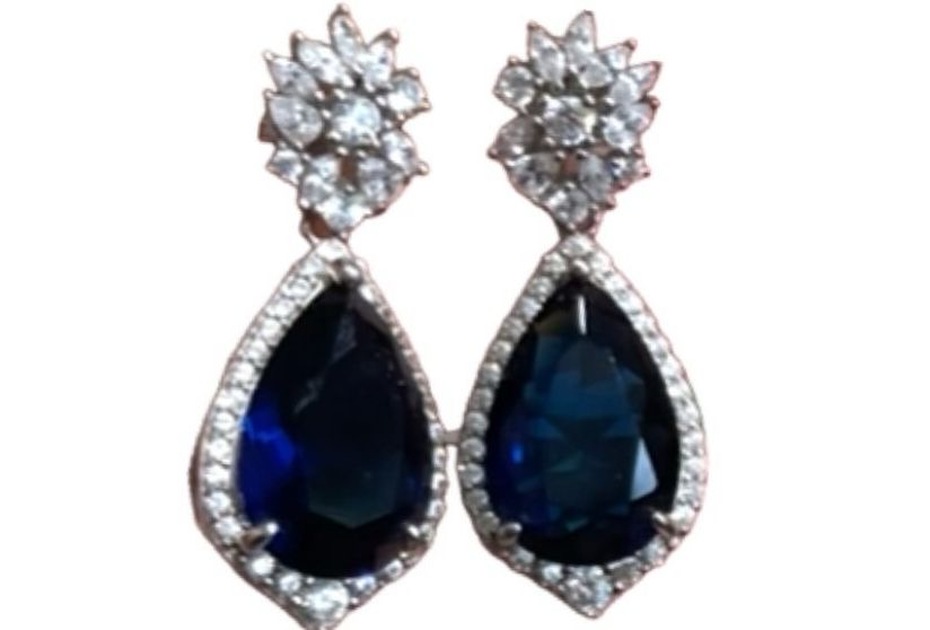 Asude Hanım Drop Sapphire Earrings