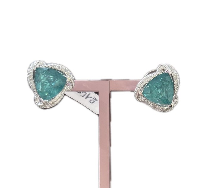 Asude Hanım Triangle Emerald Earrings