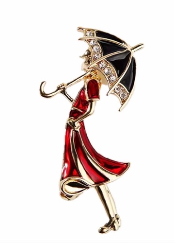 Şemsiyeli Kadın Broş 